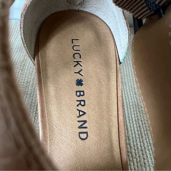 Lucky Brand Women's Jenley Wedges Sz 8 EUC Tan Leather - Picture 12 of 16